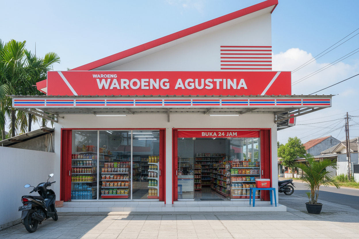 meer als de echte indomaret met de naam Waroeng Agustina